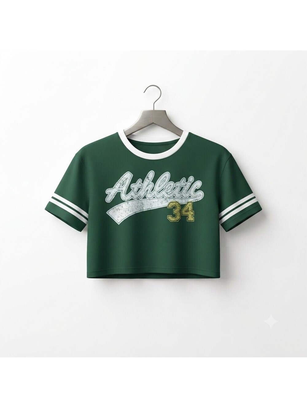 Inspired Culture Los Angeles Athletic Crop Top T-Shirt Green Size S